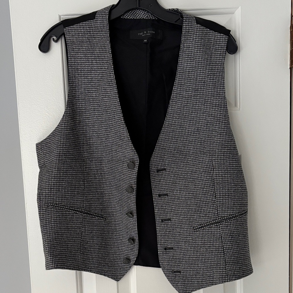 rag & bone Black and Gray Houndstooth Vest
